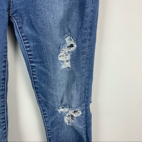 American Eagle Highest Rise Super Stretch X Distressed Raw Hem Jeggings - Picture 3 of 8